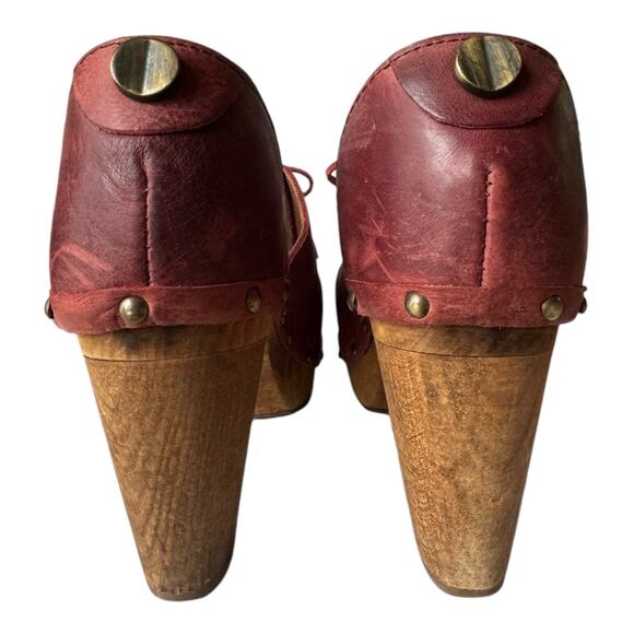 Sanita Theodora Nubuck Leather Clog Studded Wood platform 3" Heel size (38) 7 - Picture 5 of 16